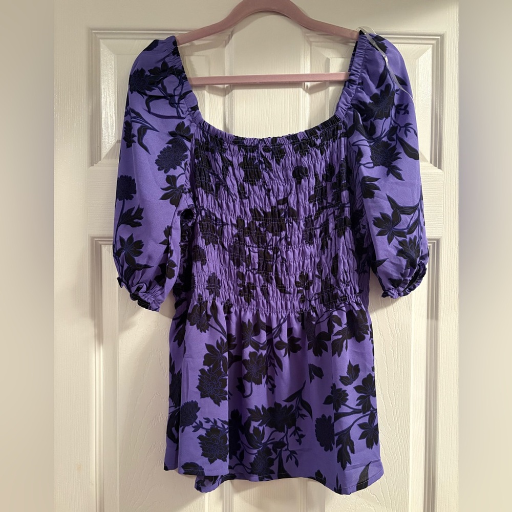 Floral Black and Purple Women's Top